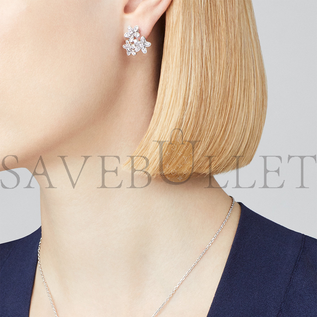 v*n cl*f arpels socrate earrings, 3 flowers - white gold, Di*m*nd vcarb14300